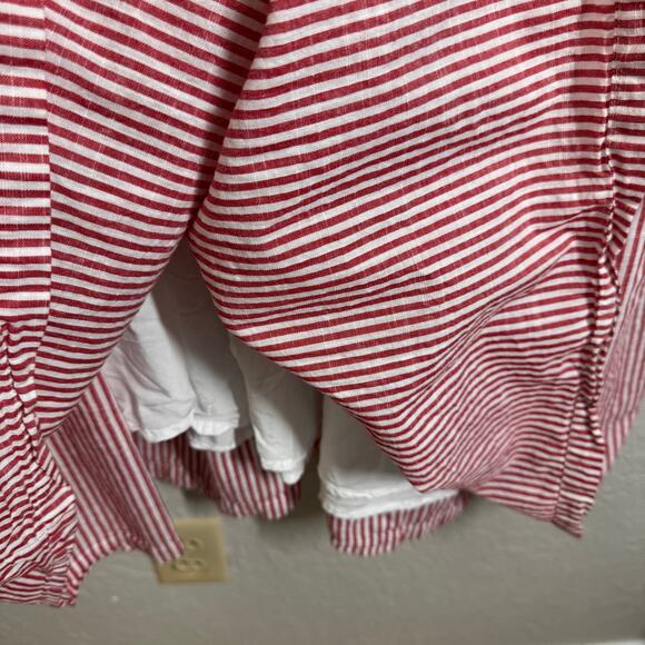 DRAPER JAMES Dress Medium Striped Off Shoulder Tiered Prairie Maxi Puff Sleeve - Picture 10 of 14